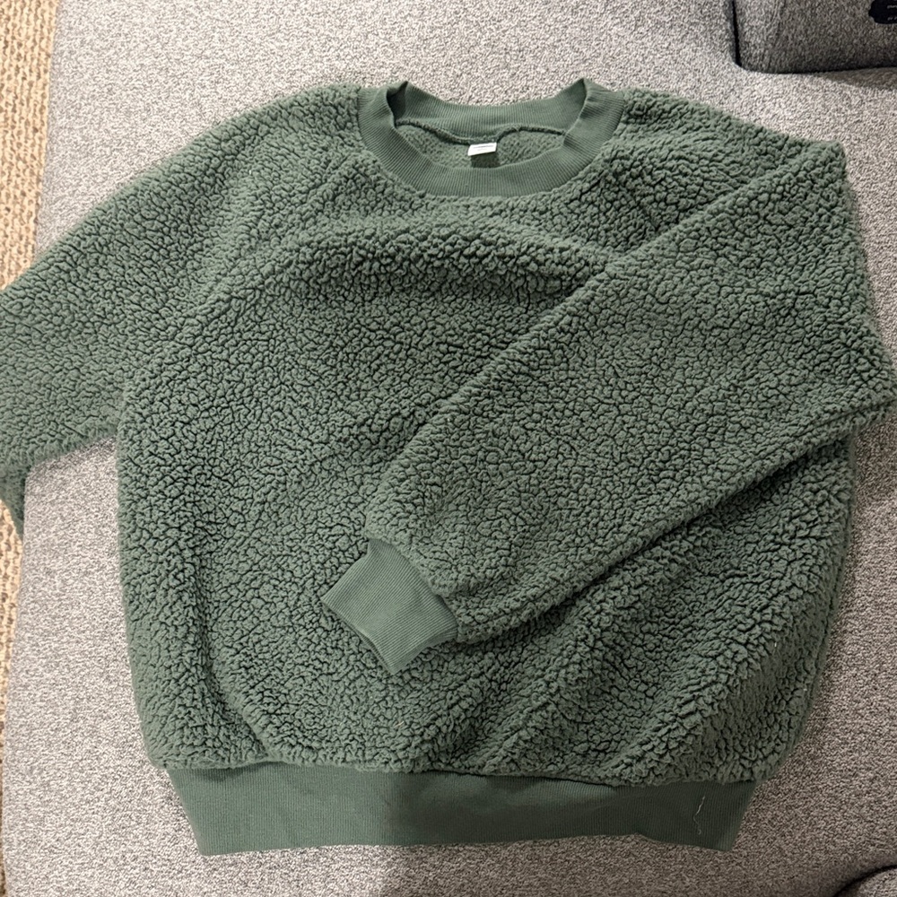 Olive Green Fleece Crewneck Sweater